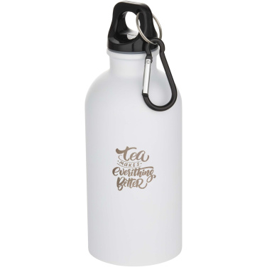 Logo trade promotional items image of: Oregon 400 ml matte RCS recycled single wall stainless steel water bottle with carabiner