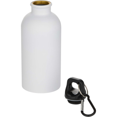Logotrade promotional item picture of: Oregon 400 ml matte RCS recycled single wall stainless steel water bottle with carabiner
