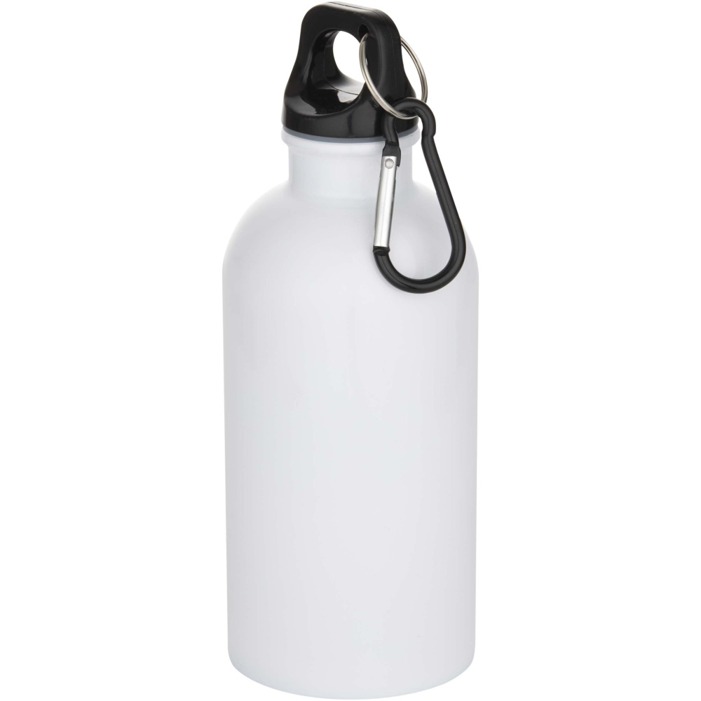 Logo trade advertising product photo of: Oregon 400 ml sublimation RCS recycled single wall stainless steel water bottle with carabiner
