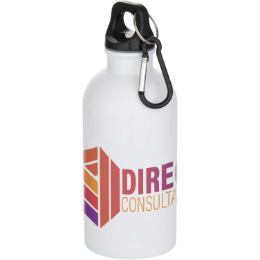 Logo trade promotional products image of: Oregon 400 ml sublimation RCS recycled single wall stainless steel water bottle with carabiner