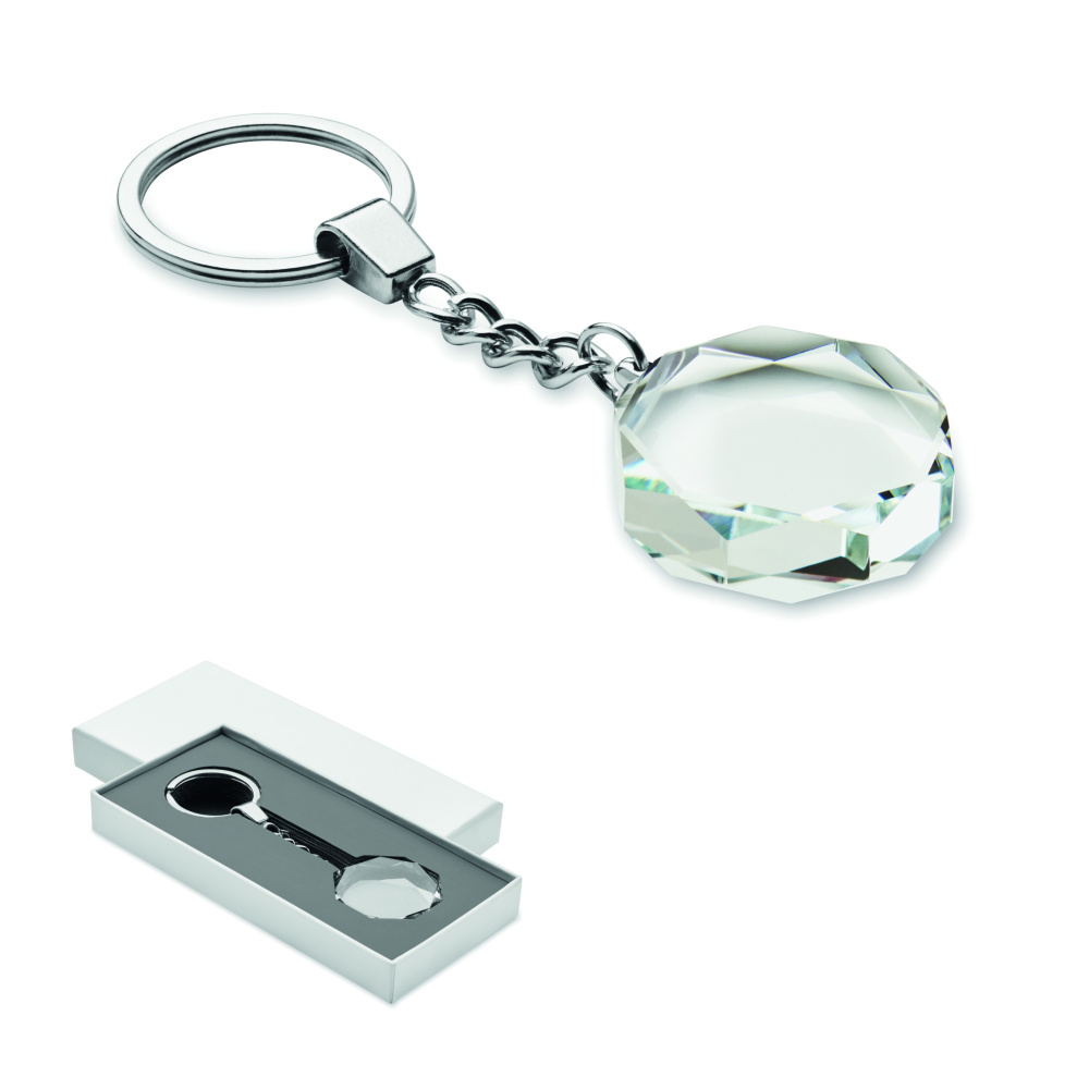 Logo trade promotional gift photo of: Glass round award key ring