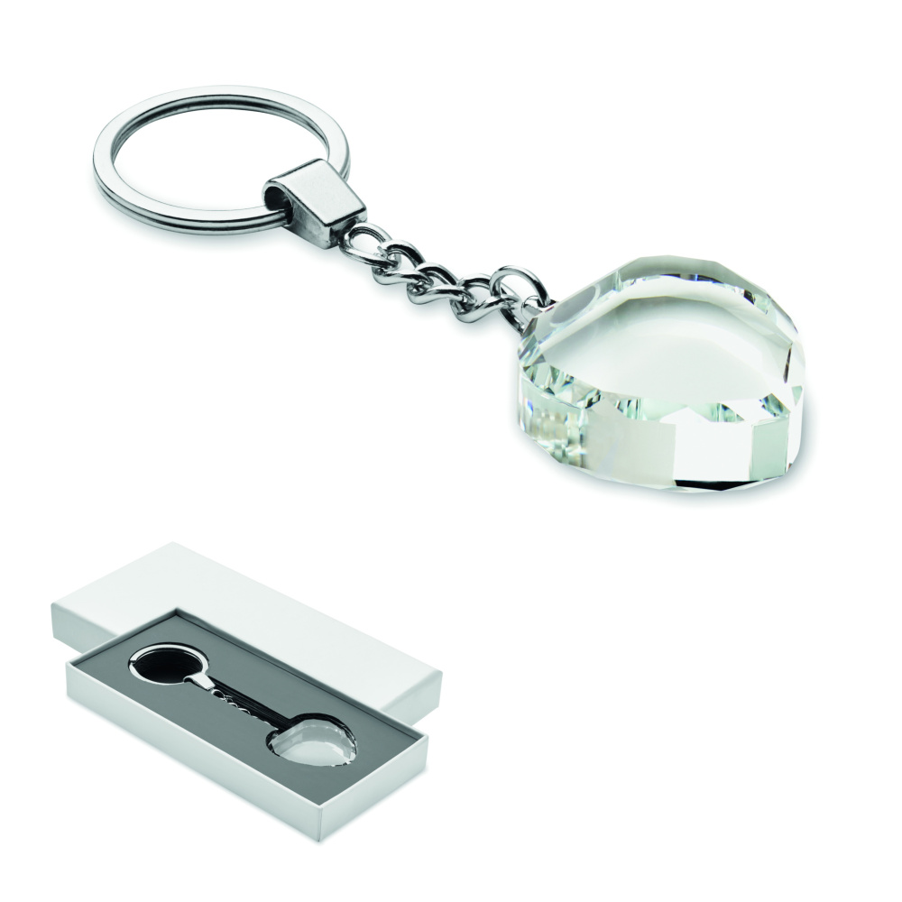 Logo trade corporate gifts image of: Glass heart award key ring