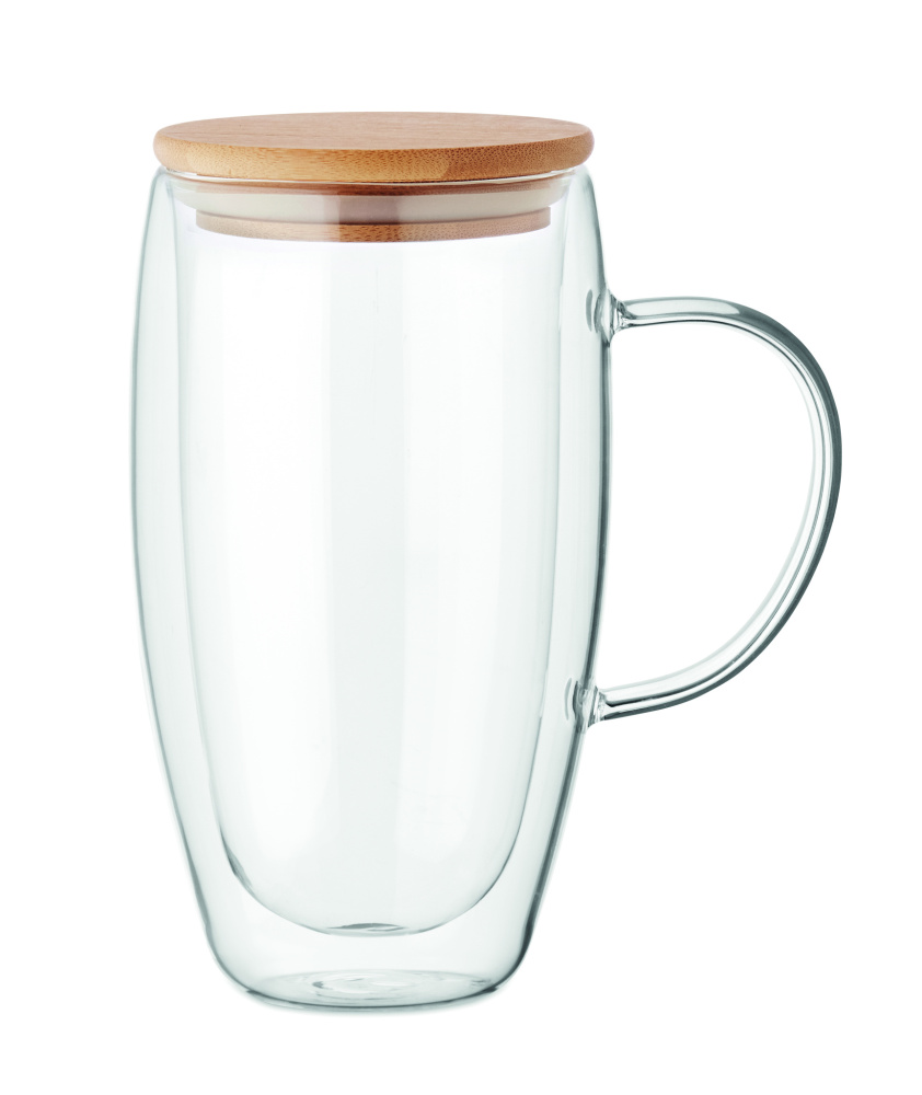 Logo trade business gift photo of: Double wall glass mug 450ml