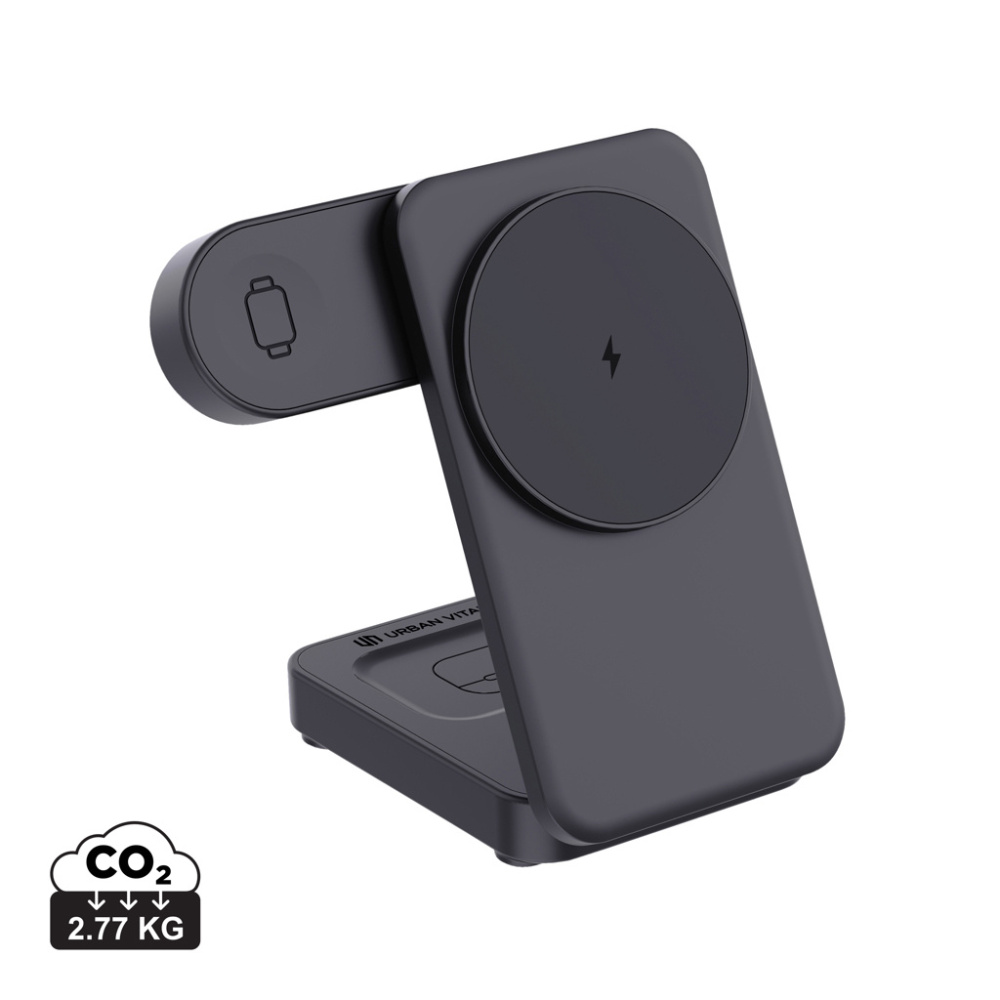 Logo trade promotional merchandise image of: Urban Vitamin Arcadia RCS rplastic 15W 3in1 magnetic charger