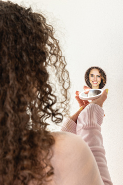 Logotrade promotional product picture of: Lumora RCS recycled plastic LED re-chargeable make-up mirror