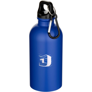Logo trade promotional items image of: Oregon 400 ml matte RCS recycled single wall stainless steel water bottle with carabiner