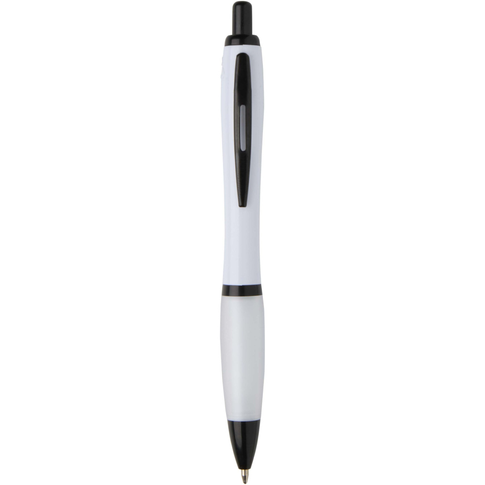 Logo trade promotional gifts image of: Nash recycled plastic ballpoint pen with black trims (black ink)