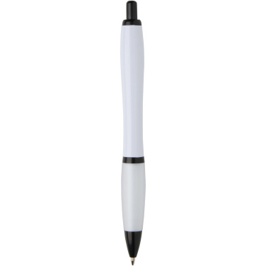 Logotrade corporate gift image of: Nash recycled plastic ballpoint pen with black trims (black ink)