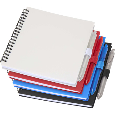 Logotrade promotional giveaway image of: Niove recycled plastic soft cover notebook and ballpoint pen set (blue ink)