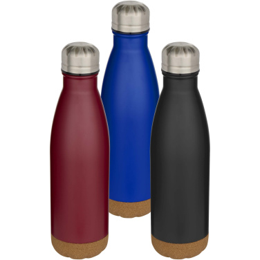Logo trade promotional giveaways image of: Cove 500 ml double wall vacuum insulated stainless steel water bottle with cork details