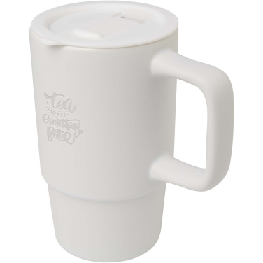 Logo trade promotional gift photo of: Carter 450 ml ceramic mug with plastic lid