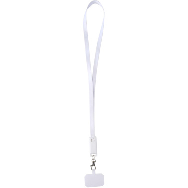 Logo trade promotional items picture of: Franz recycled plastic smartphone lanyard with built-in data sync and 65W fast charge 5-in-1 cable
