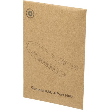 Logo trade promotional merchandise picture of: Alkaid 4-port recycled aluminium USB-A and Type-C hub with dual input