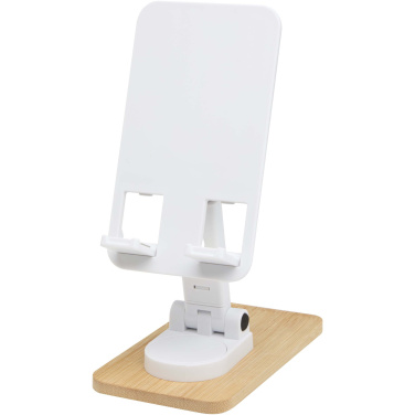 Logotrade advertising product image of: Alfirk recycled plastic foldeable desk phone stand with bamboo details