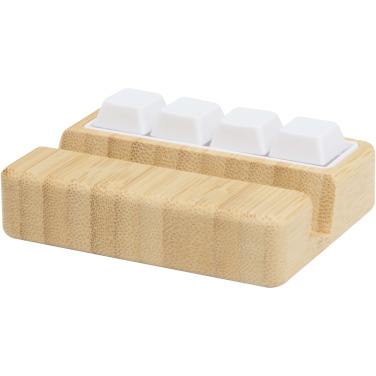 Logotrade promotional giveaways photo of: Algol recycled plastic phone stand and fidget toy with bamboo details