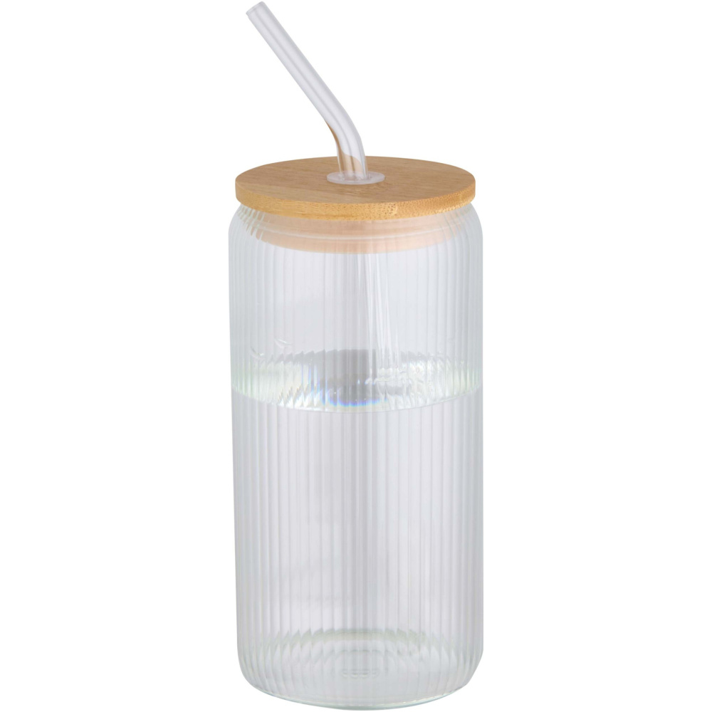 Logotrade promotional products photo of: Mirage 500 ml single-walled borosilicate glass jar with bamboo lid
