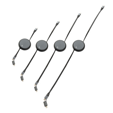 Logo trade promotional products image of: Terra RCS recycled aluminium retractable 240W 2-in-1 cable