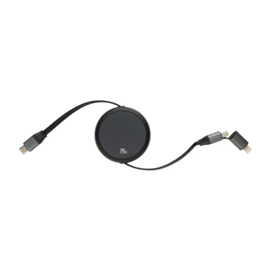 Logotrade promotional gift image of: Terra RCS recycled aluminium retractable 240W 2-in-1 cable
