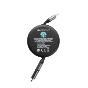 Logotrade corporate gift image of: Terra RCS recycled aluminium retractable 240W 2-in-1 cable
