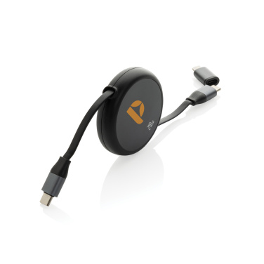 Logo trade corporate gift photo of: Terra RCS recycled aluminium retractable 240W 2-in-1 cable