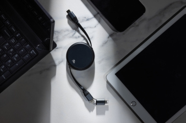 Logo trade promotional giveaways picture of: Terra RCS recycled aluminium retractable 240W 2-in-1 cable