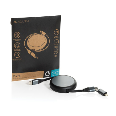 Logo trade promotional products picture of: Terra RCS recycled aluminium retractable 240W 2-in-1 cable