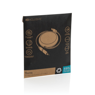 Logo trade promotional items image of: Terra RCS recycled aluminium retractable 240W 2-in-1 cable