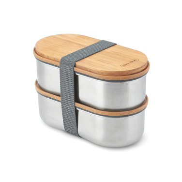 Logo trade promotional merchandise photo of: Black+Blum Stainless Steel Double Bento Box