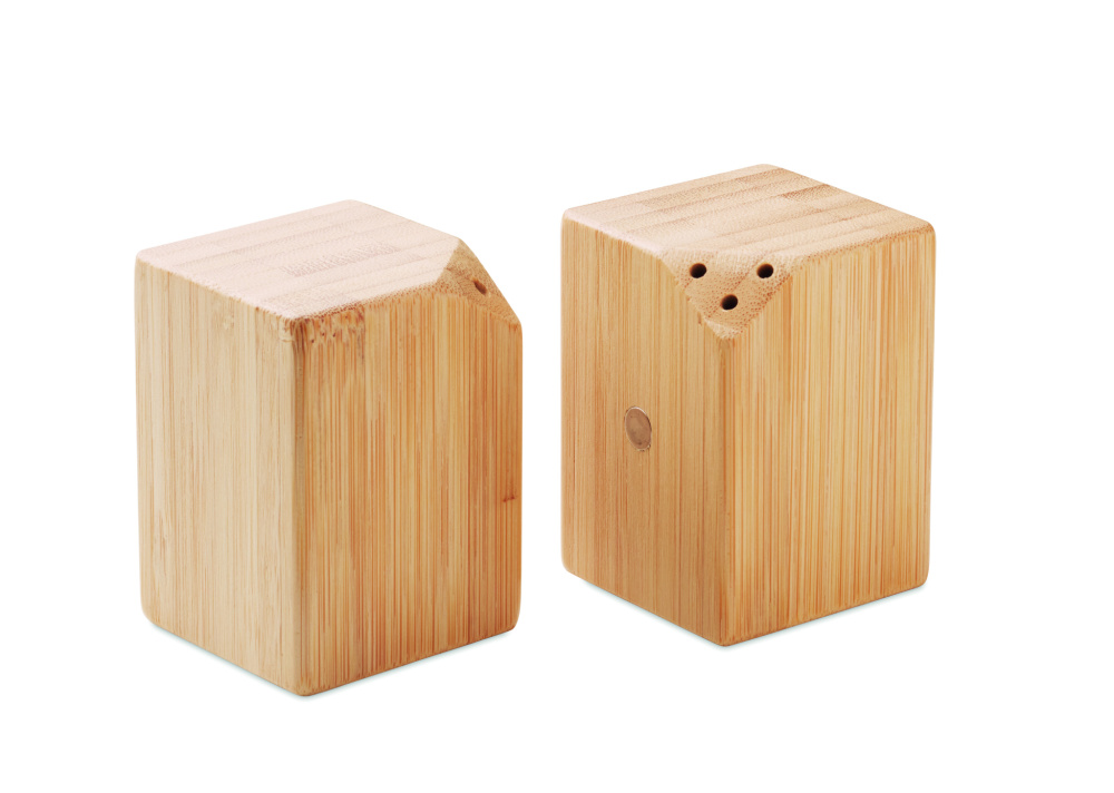 Logo trade promotional item photo of: Bamboo salt & pepper set
