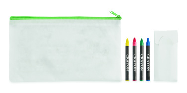 Logo trade promotional giveaways image of: Pencil case with 4 crayons