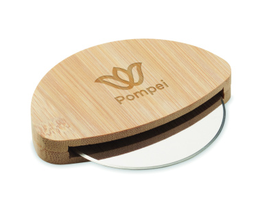 Logo trade promotional items picture of: Round bamboo pizza cutter
