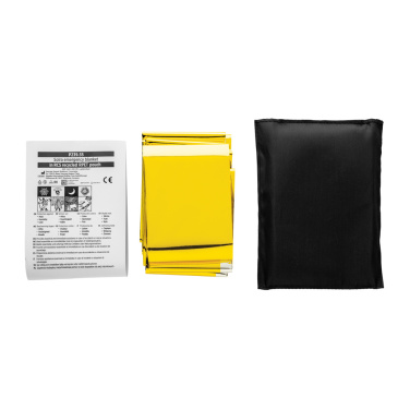 Logo trade corporate gifts picture of: Solra emergency blanket in RCS recycled RPET pouch