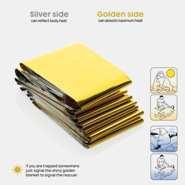 Logo trade promotional giveaways picture of: Solra emergency blanket in RCS recycled RPET pouch