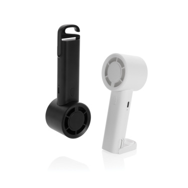 Logo trade business gifts image of: Twist RCS recycled plastic re-chargeable portable fan