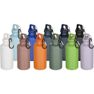 Logo trade promotional gifts image of: Oregon 400 ml solid colour RCS recycled plastic water bottle with carabiner