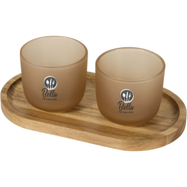 Logo trade promotional merchandise picture of: Male wooden serving tray and glass cups set