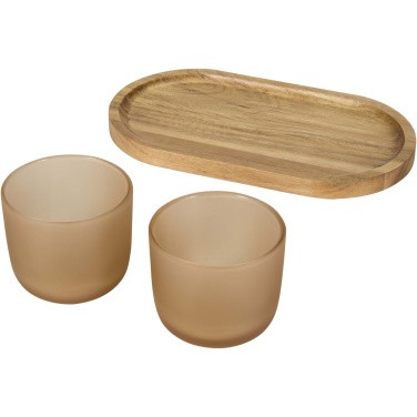 Logo trade promotional giveaways picture of: Male wooden serving tray and glass cups set