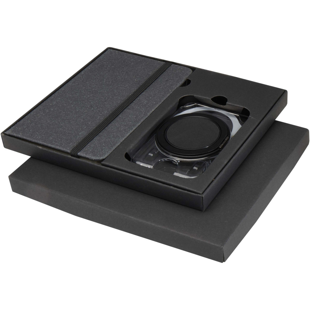 Logotrade promotional item picture of: Kern A6 hard cover notebook and MagSafe wallet gift set