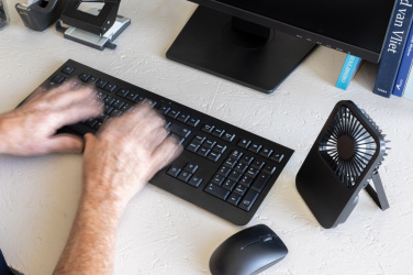 Logotrade corporate gift image of: Aervina RCS recycled plastic re-chargeable desk fan