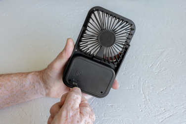 Logo trade promotional gifts image of: Aervina RCS recycled plastic re-chargeable desk fan