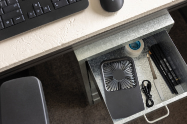 Logo trade promotional giveaways picture of: Aervina RCS recycled plastic re-chargeable desk fan