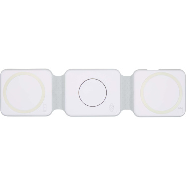 Logo trade promotional merchandise image of: Armus 3-in-1 15W recycled plastic foldable wireless charger