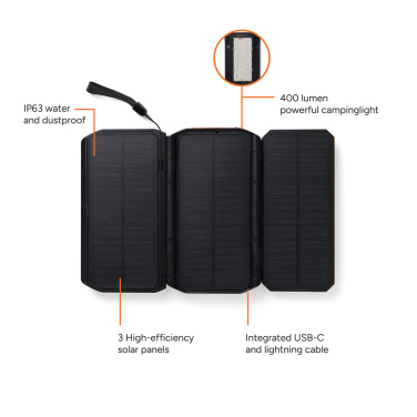 Logo trade advertising products picture of: Nordic Drift Titan 10.000mAh solar powerbank with 3 panels