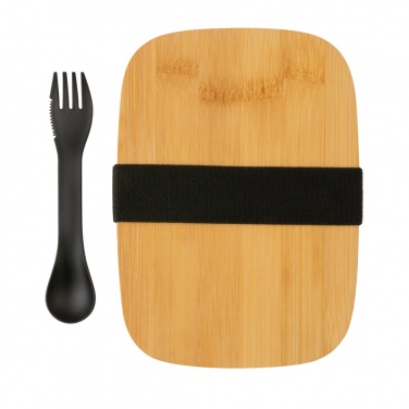 Logotrade firmakingituse foto: Roostevabast terasest lõunakarp bambusest kaane ja sporiga