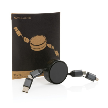 Logo trade reklaamkingituse pilt: Terra RCS taaskasutatud alumiiniumist sissetõmmatav 6-ühes kaabel