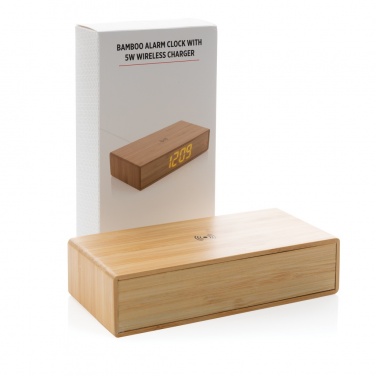 Logo trade firmakingi pilt: Bambusest äratuskell 5W juhtmevaba laadijaga