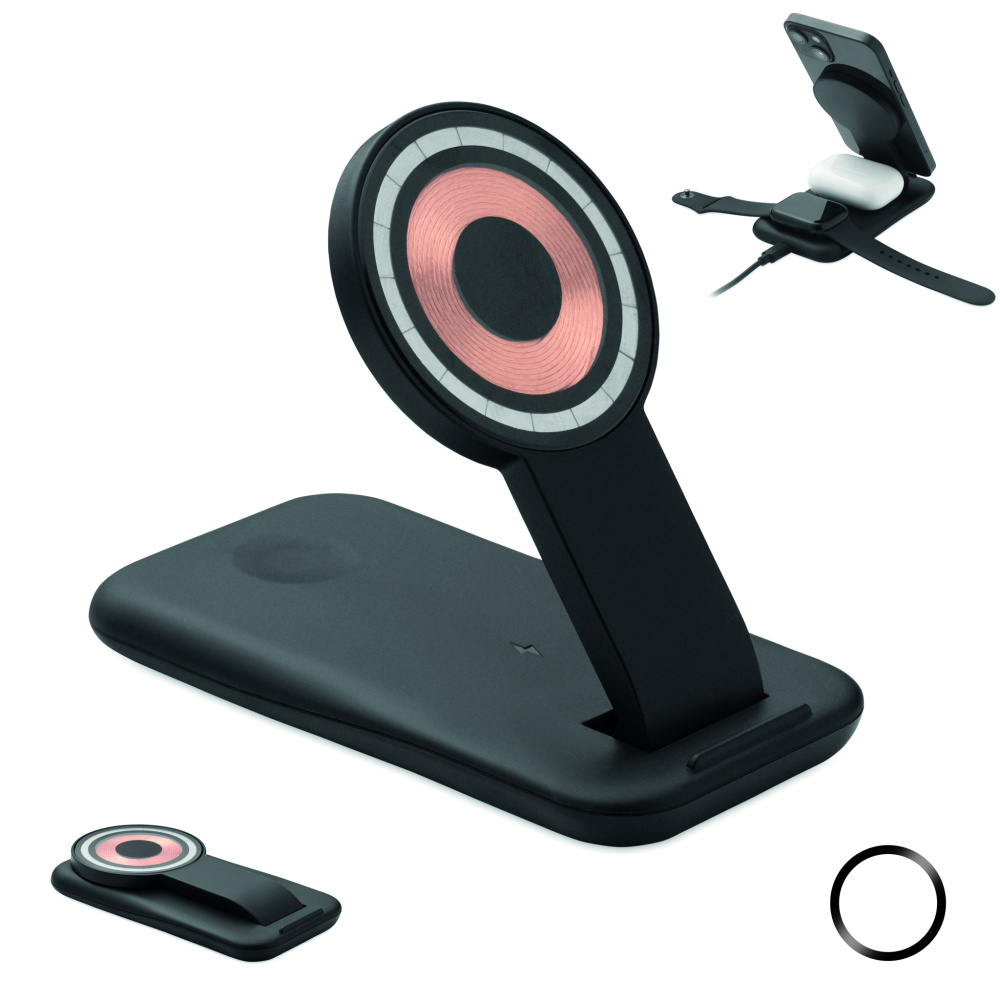 Logo trade reklaamtooted foto: 3-ühes juhtmevaba laadija 15W PENDOLESS