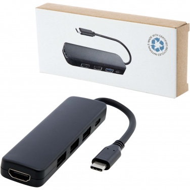 Logo trade liikelahjat tuotekuva: Loop RCS -kierrätetystä muovista valmistettu multimediasovitin USB 2.0–3.0 HDMI -liitännällä