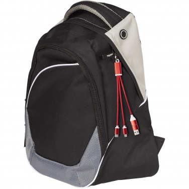 Logotrade mainoslahjat ja liikelahjat tuotekuva: Metal kierrätetystä alumiinista valmistettu 4-in-1-latauskaapeli avaimenperällä