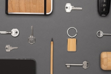 Logo trade mainoslahjat tuotekuva: Bambu avaimenperä RCS kierrätettyä sinkkiseosta